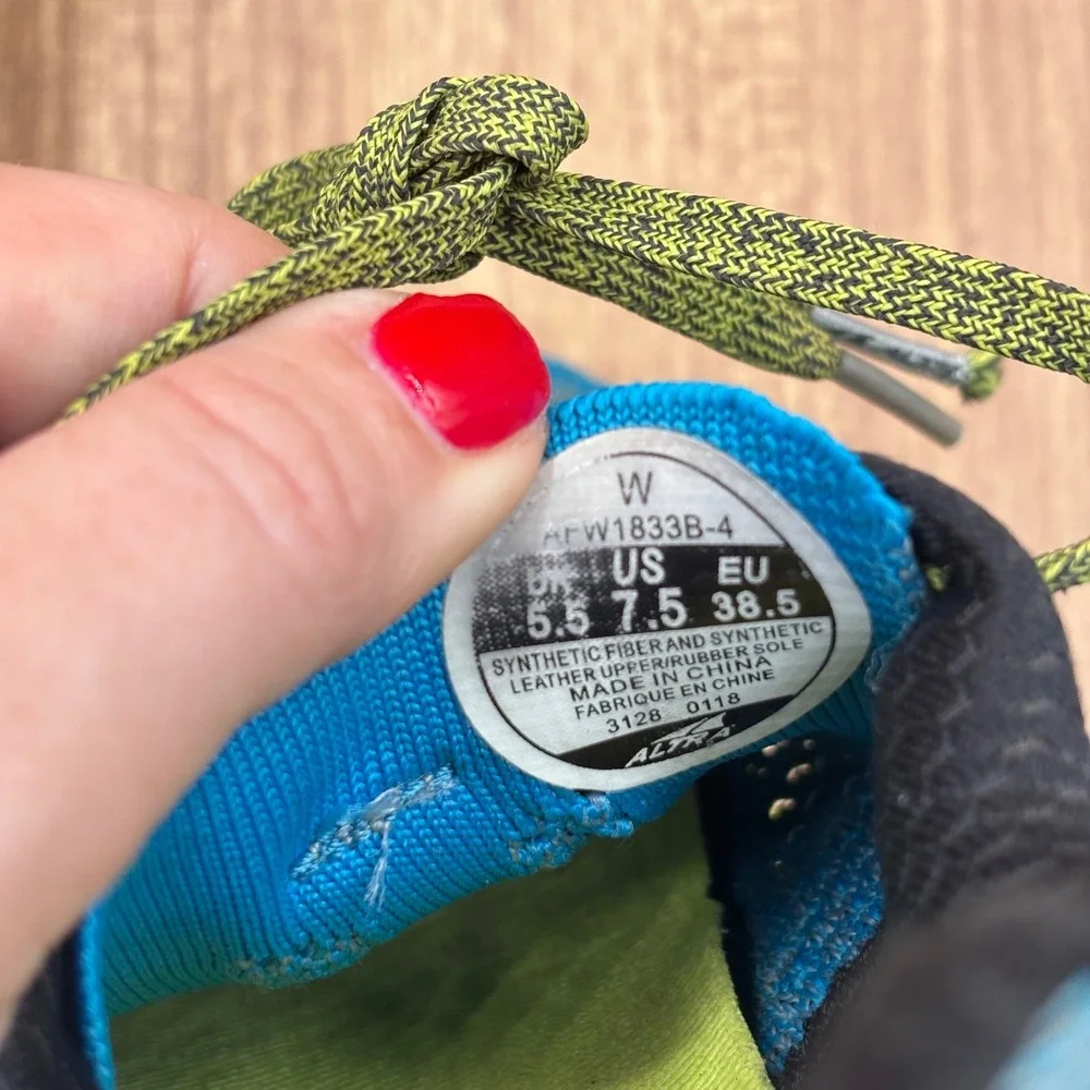 Altra Escalante‎ Boston Running Shoes Women 7.5 Blue Lime Green Good AFW1833B-4